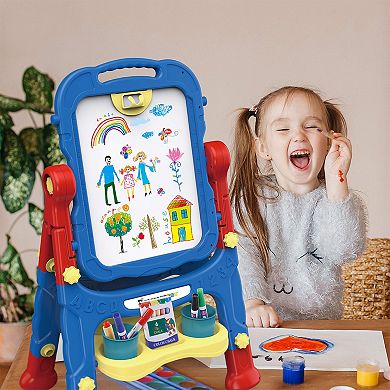 PicassoTiles 2-in-1 Easel Art Drawing Board with Accessories for Toddlers, Boys and Girls 3+