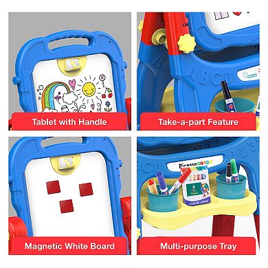 PicassoTiles 2-in-1 Easel Art Drawing Board with Accessories for Toddlers, Boys and Girls 3+