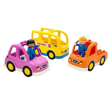 PicassoTiles 5 Piece Vehicle Character and Action Figure Expansion Set for Ages 3+, Multicolor