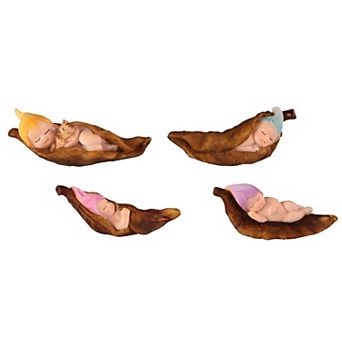 FC Design 4 pc Lovely Miniature Sleeping Fairy Baby Wrapped in Leaf 3"W Fantasy Decoration Figurine Home Room Decor