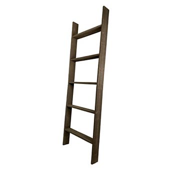 Rustic Farmhouse 5ft Reclaimed Wood Decorative Bookcase Picket Ladder (18 in Wide)