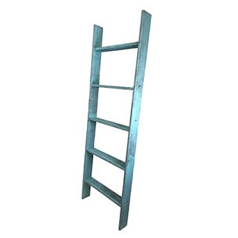 Rustic Farmhouse 5ft Reclaimed Wood Decorative Bookcase Picket Ladder (18 in Wide)