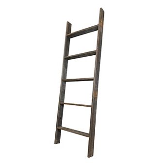 Rustic Farmhouse 5ft Reclaimed Wood Decorative Bookcase Picket Ladder (18 in Wide)