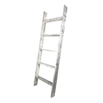 Rustic Farmhouse 5ft Reclaimed Wood Decorative Bookcase Picket Ladder (18 in Wide)