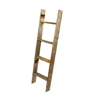 Rustic Farmhouse 4ft Reclaimed Wood Decorative Bookcase Picket Ladder
