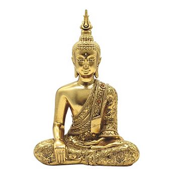 FC Design 8"H Gold Thai Buddha in Earth Touching Pose Statue Feng Shui Decoration Religious Figurine Home Room Decor