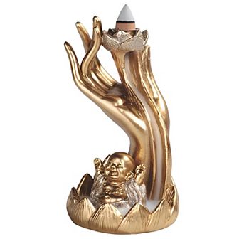 FC Design 6"H Maitreya Buddha Backflow Incense Burner Incense Sticks Holder