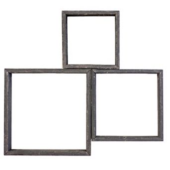 Rustic Farmhouse Reclaimed Wooden Open Square Wall Shelves (Set of 3)