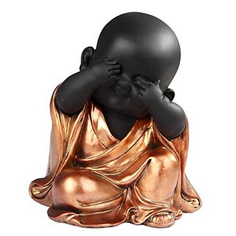 FC Design 6"H See No Evil Little Buddhist Monk in Golden and Black Statue Feng Shui Decoration Religious Figurine Home Room Decor