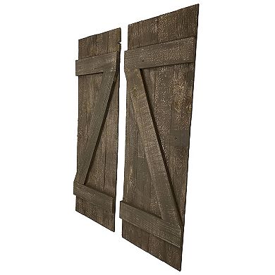 Rustic Farmhouse 36 in. x 12 in. Reclaimed Wood Decorative Shutters (Set of 2)
