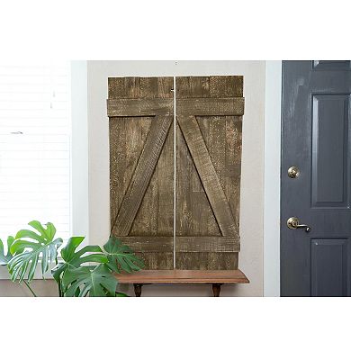 Rustic Farmhouse 36 in. x 12 in. Reclaimed Wood Decorative Shutters (Set of 2)