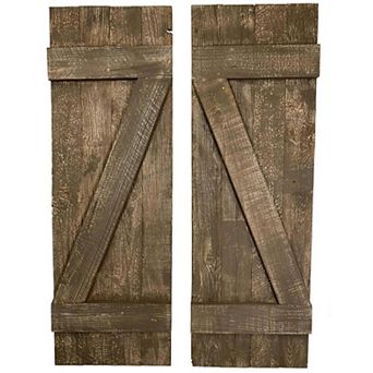 Rustic Farmhouse 36 in x 12 in Reclaimed Wood Decorative Shutters (Set of 2)