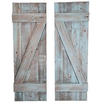 Rustic Farmhouse 36 in x 12 in Reclaimed Wood Decorative Shutters (Set of 2)
