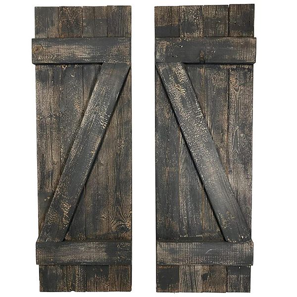 Rustic Farmhouse 36 in. x 12 in. Reclaimed Wood Decorative Shutters ...