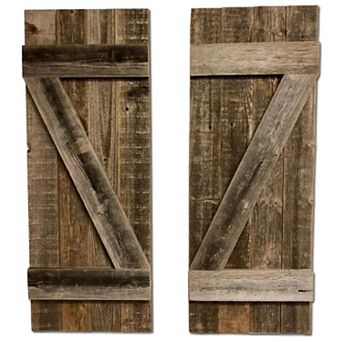 Rustic Farmhouse 36 in x 12 in Reclaimed Wood Decorative Shutters (Set of 2)