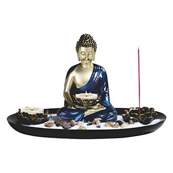 FC Design 11.25"W Buddha with Louts Candle Holder and Incense Sitck Holder Decoration Figurine