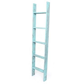 Rustic Farmhouse 5ft Reclaimed Wood Decorative Bookcase Picket Ladder