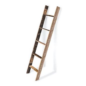 Rustic Farmhouse 5ft Reclaimed Wood Decorative Bookcase Picket Ladder