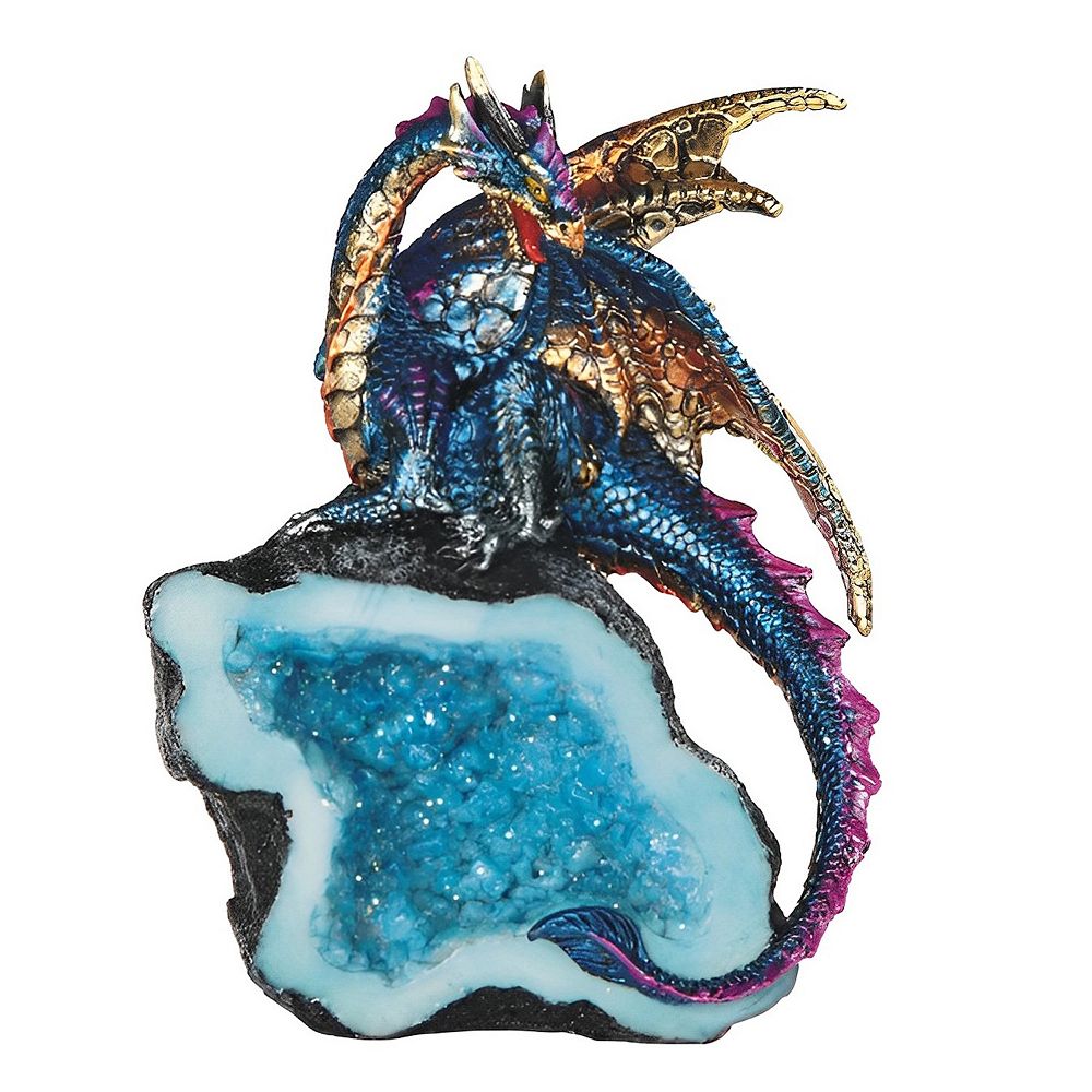FC Design 5.5"H Colorful Dragon Guarding Blue Faux Crystal Cave Statue ...