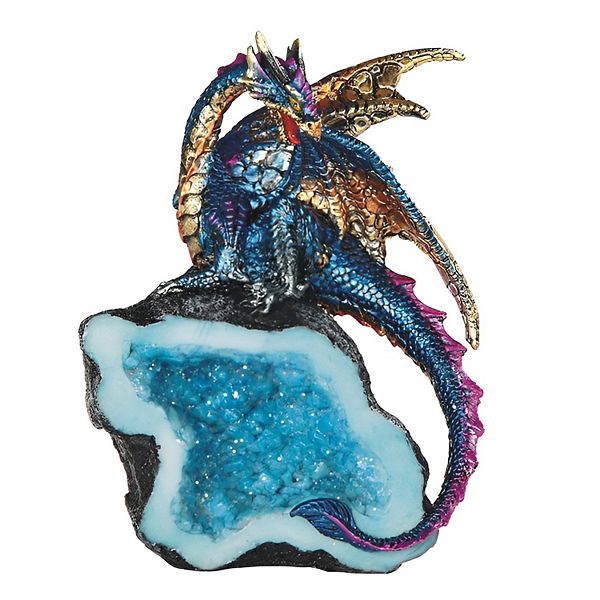 FC Design 5.5"H Colorful Dragon Guarding Blue Faux Crystal Cave Statue ...