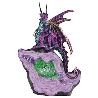 FC Design 6.75"H Pink/Purple Dragon on Green Faux Crystal Stone with LED Light Statue Fantasy Decoration Figurine Home Room Decor