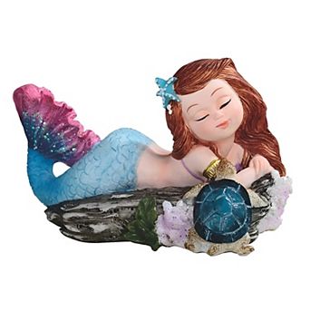 FC Design 5.75"W Mermaid Lying on Beach with Blue Sea Turtle Mergirl Statue Fantasy Decoration Figurine Home Room Decor