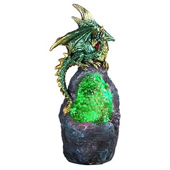 FC Design 6.75"H Green Dragon with LED Green Faux Crystal Stone Statue Fantasy Decoration Figurine Home Room Decor