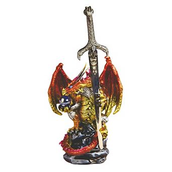 FC Design 5"H Red Dragon with Sword Statue Fantasy Decoration Figurine Home Room Decor