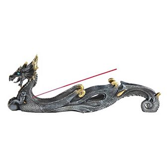 FC Design 12" Long Black Dragon Incense Burner Statue Fantasy Decoration Figurine