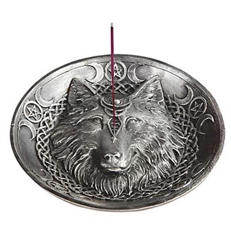FC Design 5"W Dark Silver Wolf Incense Burner Statue Fantasy Decoration Figurine
