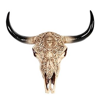 FC Design 11"H Buffalo Skull with Carved Relief on The Front Taxidermy Animal Head Wall Decor Home Room Decor