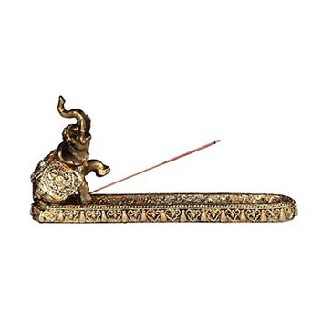 FC Design 10"W Gold Thai Elephant Buddha Wraps Incense Burner Incense Sticks Holder Home Decoration