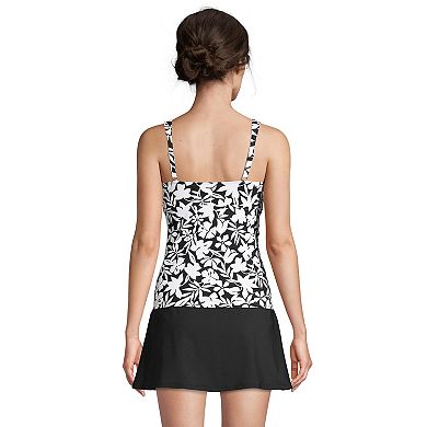 Women's Lands' End D-Cup Chlorine Resistant V-Neck Wireless Tankini Swimsuit Top with Adjustable Straps