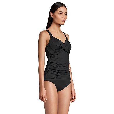 Women's Lands' End DDD-Cup Chlorine Resistant V-Neck Wireless Tankini Swimsuit Top with Adjustable Straps