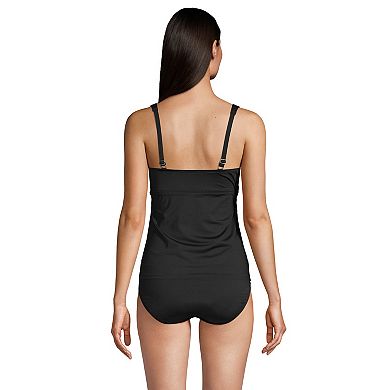 Women's Lands' End DDD-Cup Chlorine Resistant V-Neck Wireless Tankini Swimsuit Top with Adjustable Straps