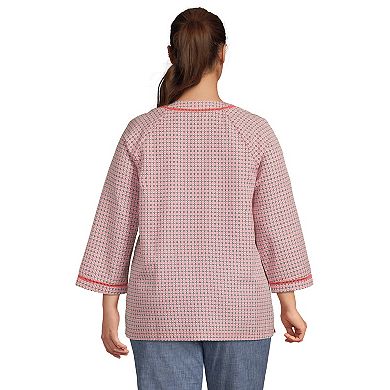 Plus Size Lands' End 3/4 Sleeve V Neck Tunic Top
