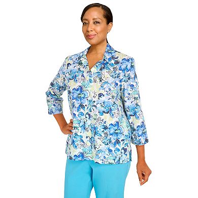 Petite Alfred Dunner Watercolor Floral Shirt