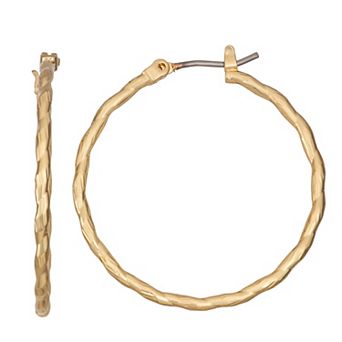 Nine West Gold Tone Wavy Hoop Earrings
