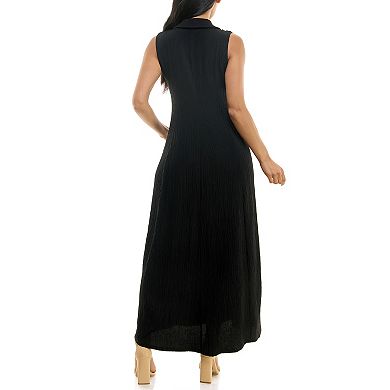 Women's Nina Leonard Collared V-Neck Maxi Dress