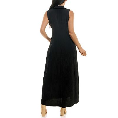nina leonard maxi dress Nina Leonard Sleeveless Crochet Knit Maxi Dress - Olive/Gold Multi