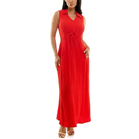 Женские платья Nina Leonard Women's Nina Leonard Collared V-Neck Maxi Dress