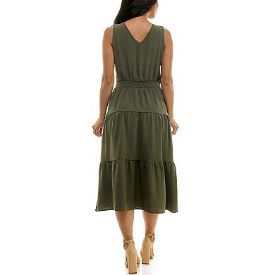 Women's Nina Leonard Tiered Smocked Midi Dress