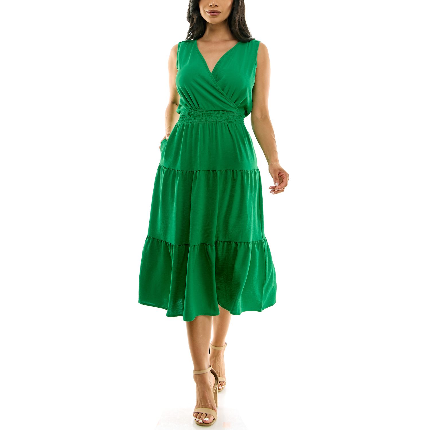 Женские платья Nina Leonard Tiered Smocked Midi Dress