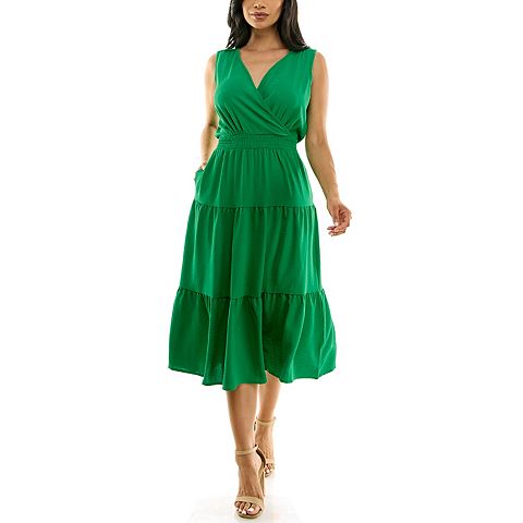Женские платья Nina Leonard Women's Nina Leonard Tiered Smocked Midi Dress