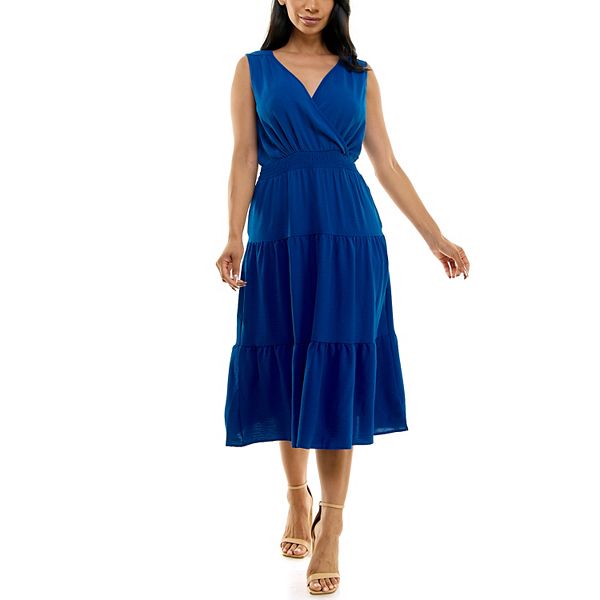 Women's Nina Leonard Tiered Smocked Midi Dress