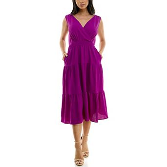Women's Nina Leonard Tiered Smocked Midi Dress