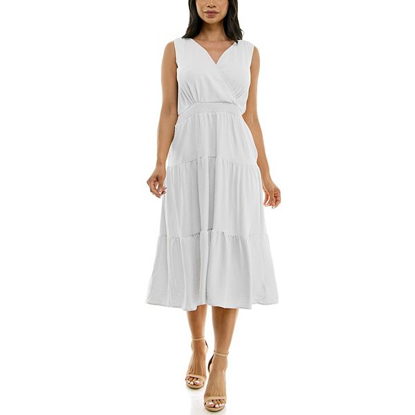 Women's Nina Leonard Tiered Smocked Midi Dress