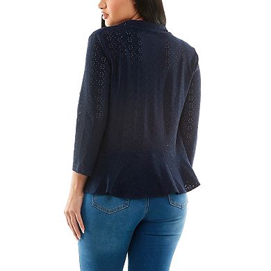 Women's Nina Leonard Eyelet Ruffle Front Bolero