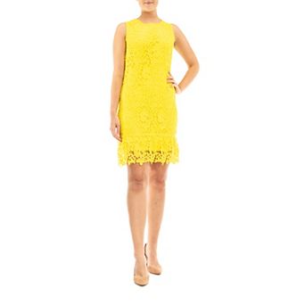 Women's Nina Leonard Flounce Lace Dress