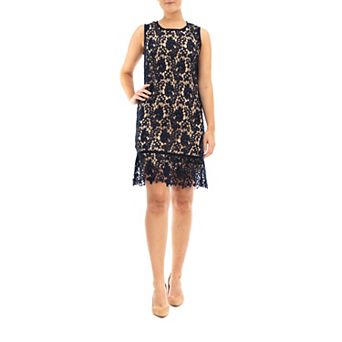 Women's Nina Leonard Flounce Lace Dress